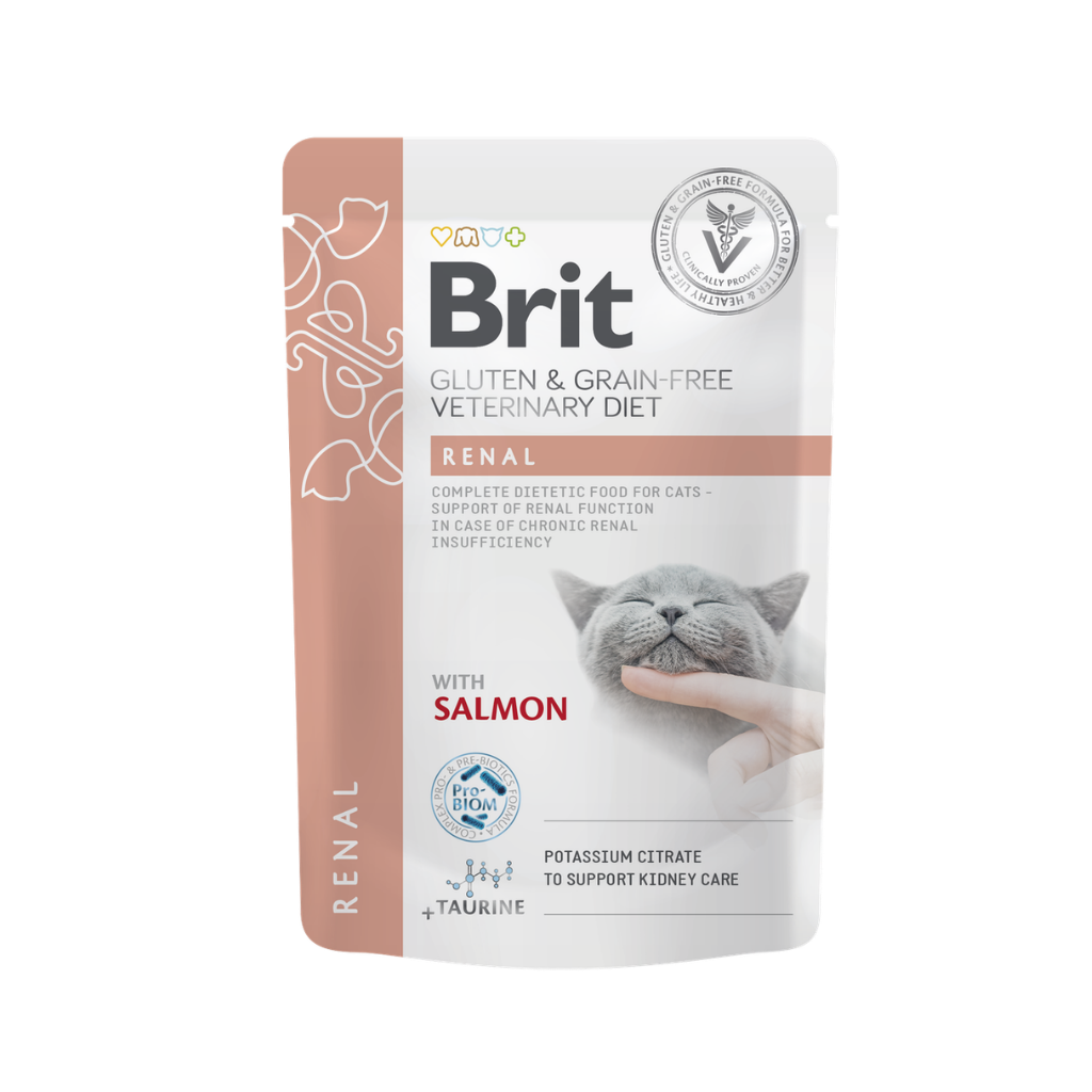 Brit GF VD Cat Pouch Fillets in Gravy Renal 85g-Humedo