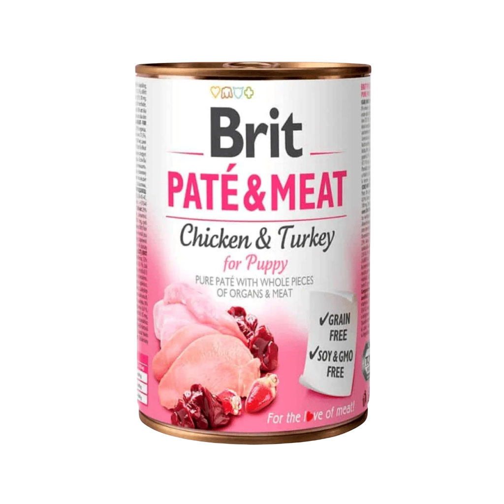 Brit Paté & Meat Chicken & Turkey for Puppy 400g-Lata-Perro