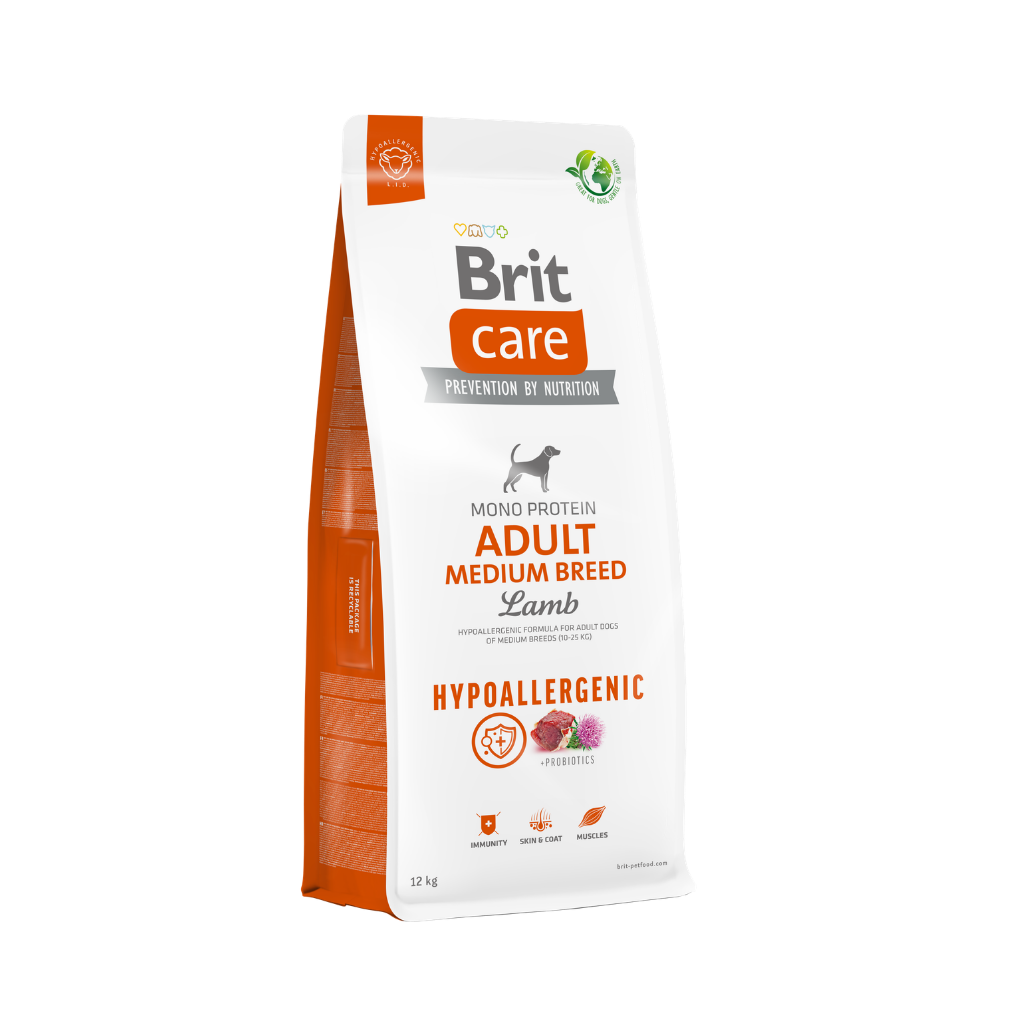 Brit Care Dog Hypoallergenic Adult Medium Breed Lamb-12Kg-Seco-Perro
