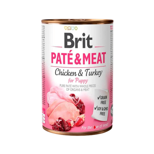 [11830] Brit Paté & Meat Chicken & Turkey for Puppy 400g-Lata-Perro